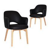 Bright Side Furniture Lex Vinyl Dining Chairs with Ash Wood Legs