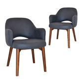 Bright Side Furniture Lex Upholstered Dining Chairs with Ash Wood Legs