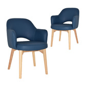 Bright Side Furniture Lex Vinyl Dining Chairs with Ash Wood Legs