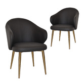 Bright Side Furniture Scranton Vinyl Dining Chairs with Brass Legs