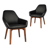 Bright Side Furniture Bellevue Vinyl Dining Chairs with Ash Wood Legs