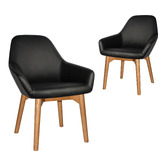 Bright Side Furniture Bellevue Vinyl Dining Chairs with Ash Wood Legs