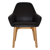 Bright Side Furniture Bellevue Vinyl Dining Chairs with Ash Wood Legs