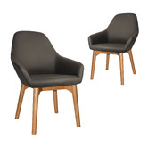 Bright Side Furniture Bellevue Vinyl Dining Chairs with Ash Wood Legs