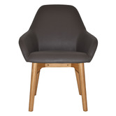 Bright Side Furniture Bellevue Vinyl Dining Chairs with Ash Wood Legs
