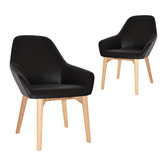 Bright Side Furniture Bellevue Vinyl Dining Chairs with Ash Wood Legs