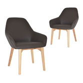Bright Side Furniture Bellevue Vinyl Dining Chairs with Ash Wood Legs