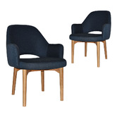 Bright Side Furniture 93cm Lex Cotton-Blend Dining Chairs with Ash Wood Legs