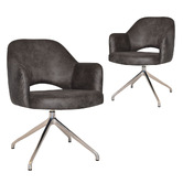 Bright Side Furniture Lex Faux Leather Trestle Armchairs