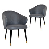 Bright Side Furniture Scranton Upholstered Dining Chairs with Brass Accent