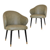 Bright Side Furniture Scranton Upholstered Dining Chairs with Brass Accent