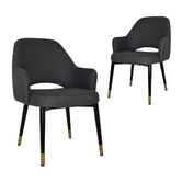 Bright Side Furniture 93cm Lex Cotton-Blend Dining Chairs with Brass Accent