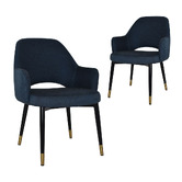 Bright Side Furniture 93cm Lex Cotton-Blend Dining Chairs with Brass Accent