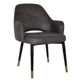 Bright Side Furniture 93cm Lex Faux Leather Dining Chairs with Brass Accent