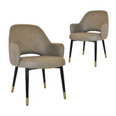 Bright Side Furniture 93cm Lex Upholstered Dining Chairs with Brass Accent
