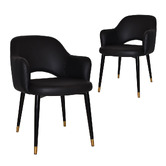 Bright Side Furniture Lex Vinyl Dining Chairs with Brass Accent