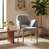 Bright Side Furniture Lex Cotton-Blend Dining Chairs with Brass Legs