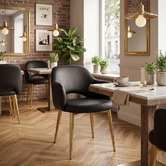 Bright Side Furniture Lex Vinyl Dining Chairs with Brass Legs