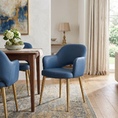 Bright Side Furniture Lex Vinyl Dining Chairs with Brass Legs