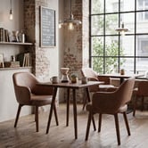 Bright Side Furniture Lex Faux Leather Dining Chairs with Ash Wood Legs
