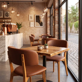 Bright Side Furniture Tan Koch Faux Leather Dining Chairs
