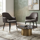 Bright Side Furniture 93cm Lex Faux Leather Dining Chairs with Brass Accent