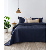 Bambury Navy Herringbone Embossed Coverlet Set