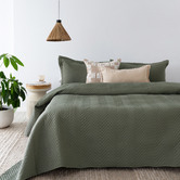 Bambury Moss Herringbone Embossed Coverlet Set