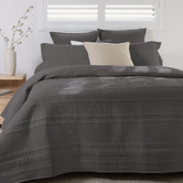 Bambury Charcoal Flinders Embossed Coverlet Set