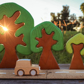 Q Toys Q Toys 3 Piece Coloured Rubberwood Tree Set