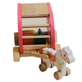 Q Toys Q Toys 5 Piece Horse Rubberwood Sorting Cart &amp; Blocks Set