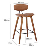 The Decor Store 69.5cm  Tan Retro Faux Leather Barstool