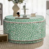 The Decor Store Finley Round Capiz Shell Coffee Table