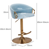 The Decor Store Emmett Velvet Adjustable Barstool