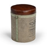 The Decor Store Francia Canvas &amp; Goat Leather Ottoman