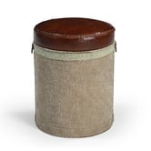 The Decor Store Francia Canvas &amp; Goat Leather Ottoman