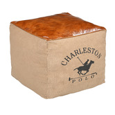 The Decor Store Polo Canvas &amp; Leather Ottoman