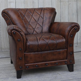 The Decor Store Studded Leather Arm Chair