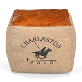 The Decor Store Polo Canvas &amp; Leather Ottoman