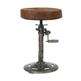 The Decor Store Vintage-Style Austin Leather Adjustable Barstool