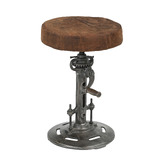 The Decor Store Vintage-Style Austin Leather Adjustable Barstool