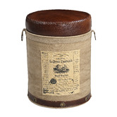 The Decor Store Chateau Canvas &amp; Goat Leather Ottoman
