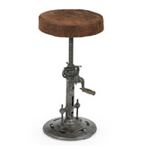 The Decor Store Vintage-Style Austin Leather Adjustable Barstool