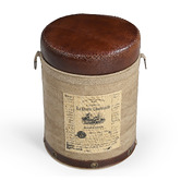 The Decor Store Chateau Canvas &amp; Goat Leather Ottoman