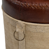 The Decor Store Chateau Canvas &amp; Goat Leather Ottoman