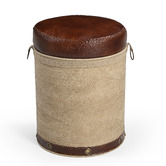 The Decor Store Chateau Canvas &amp; Goat Leather Ottoman