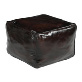 The Decor Store Brown Panel Goat Leather Ottoman