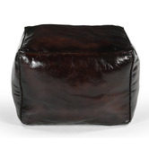 The Decor Store Brown Panel Goat Leather Ottoman