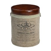 The Decor Store Francia Canvas &amp; Goat Leather Ottoman