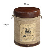 The Decor Store Chateau Canvas &amp; Goat Leather Ottoman